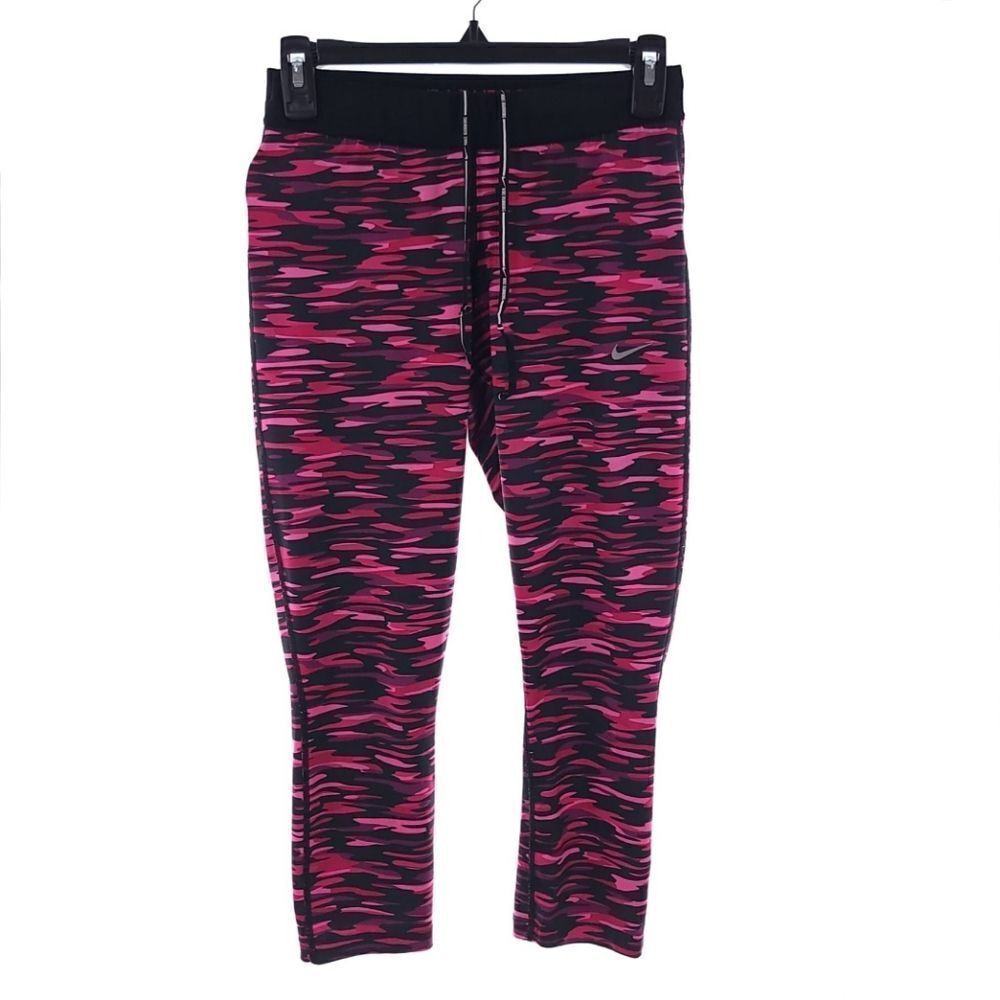 Nike Dri Fit Women's Size M Camo Pink Black Cropped Leggings